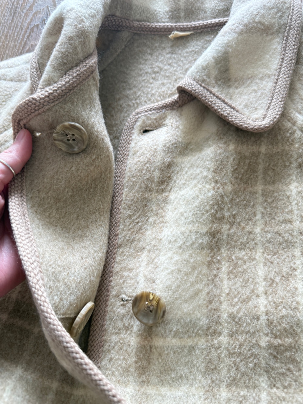 Vintage Plaid Wool Reversible Jacket Light Brown Cabincore Oversized M - Picture 11 of 12